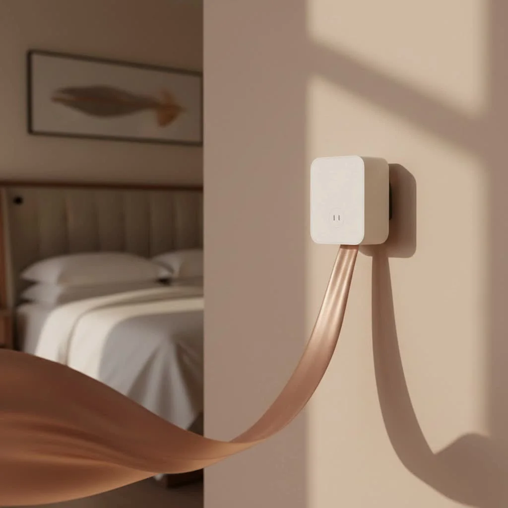 USB-A wall charger with a connected cable